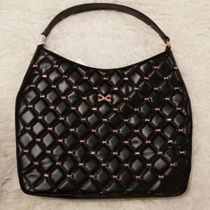 💕TED BAKER LONDON💕 Leather Bow Quilted Top Handle Bag ~ Black NWT